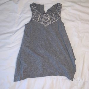 Grey and white boho tank top